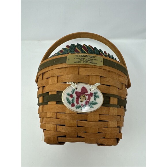 Longaberger Jingle Bell Basket Christmas Collection from 1994 with tie on - Picture 11 of 11